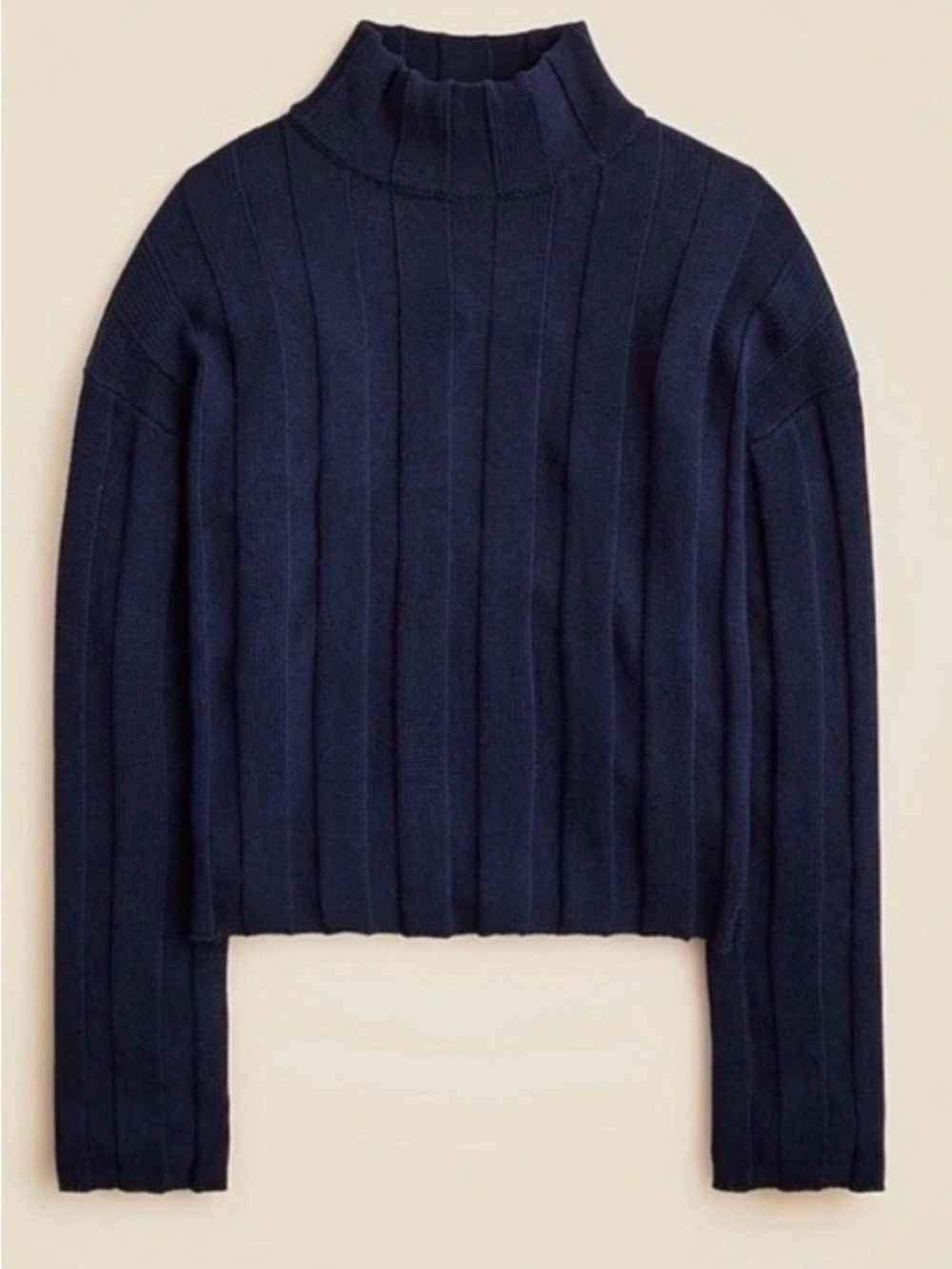 NWOT 100% Cotton J.Crew Wide Ribbed Mockneck Turtleneck Sweater. - Picture 2 of 5